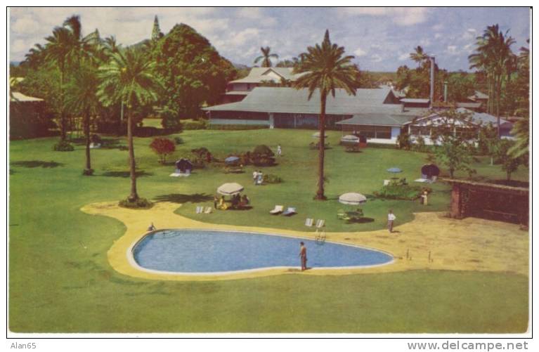 Lihue Kauai Hawaii, Kauai Inn Motel Lodging, Swimming Pool, C1950s/60s Vintage Postcard - Kauai
