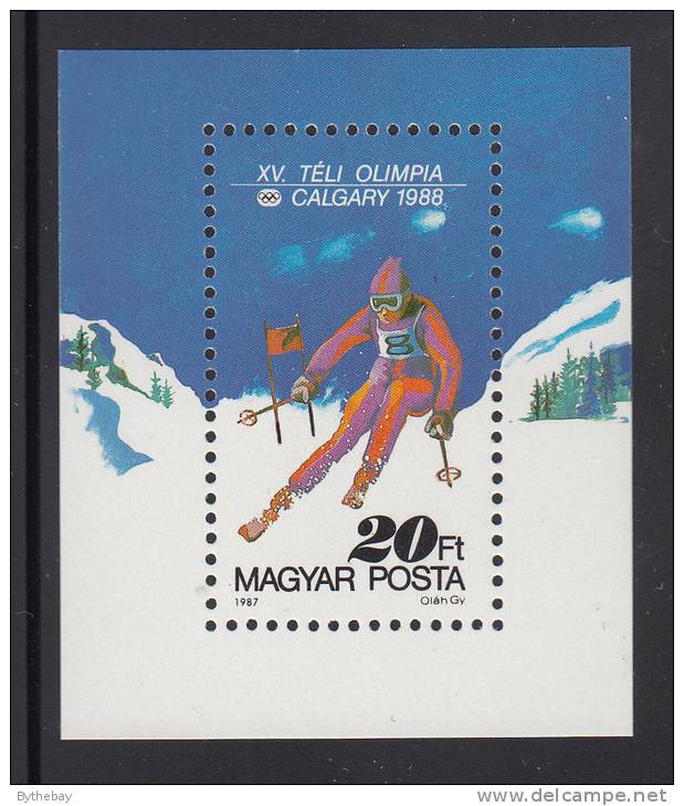 Hungary MNH Scott #3100  Souvenir Sheet 20fo Slalom Skiing - 1988 Winter Olympics Calgary - Unused Stamps