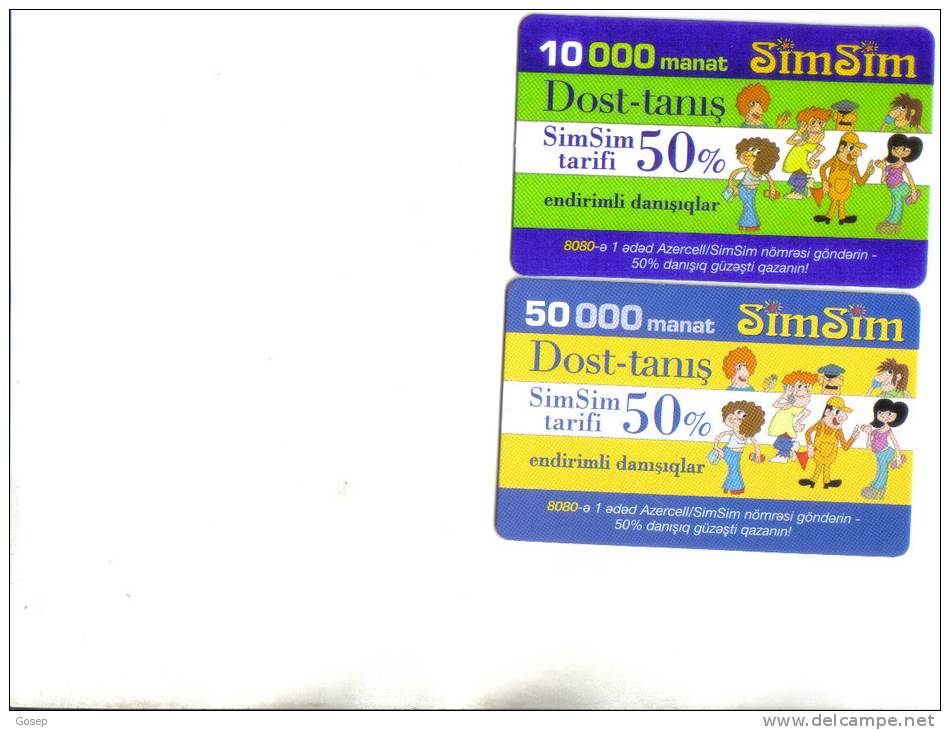 Azerbaijan-SIM SIM-10.000,50.000-dost-tanis-&#1474;2card Prepiad(d)-used+1 Card Prepiad Free - Aserbaidschan