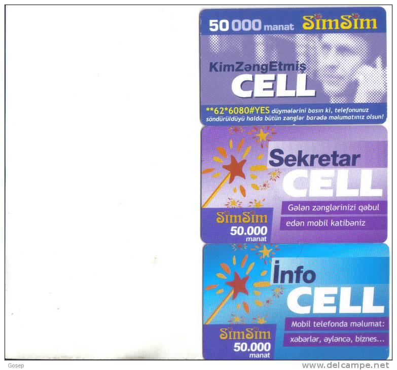 Azerbaijan-SIM SIM-50.000-(3card Prepiad)(c)-used+1 Card Prepiad Free - Azerbaïjan