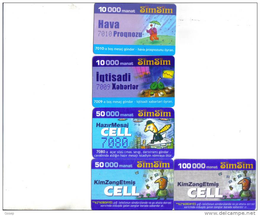 Azerbaijan-SIM SIM -10.000x2--50.000x2-100.000-(b)(5 Card Prepiad)-used+1 Card Prepiad Free - Aserbaidschan