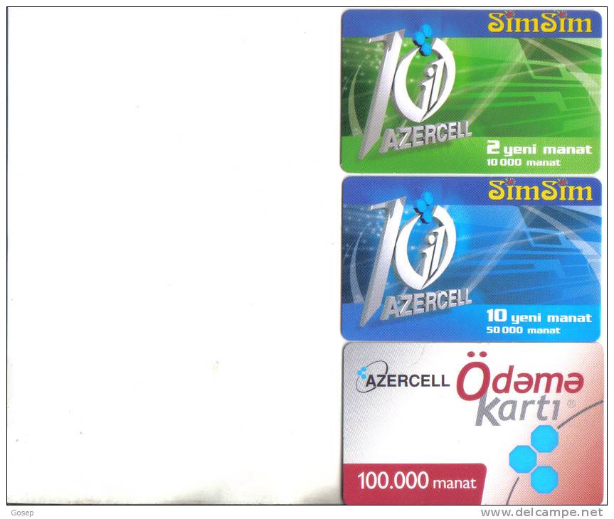 Azerbaijan-SIM SIM+AZERCELL-10.000,50.000,100.000-(a)-(3 Card Prepiad)-used+1 Card Prepiad Free - Azerbaiyan