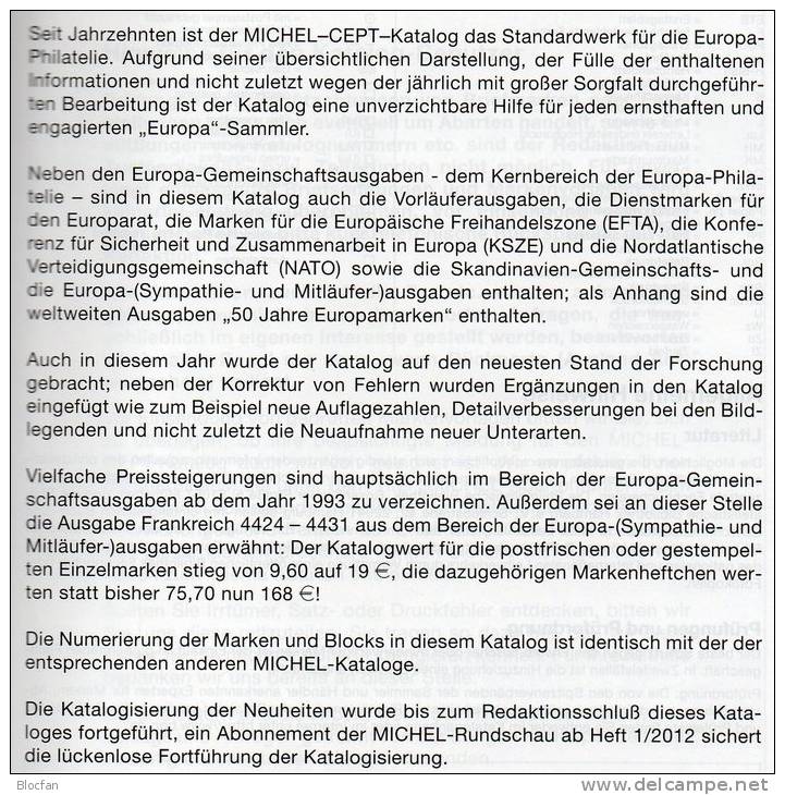 MlCHEL Katalog CEPT 2012 Neu 50€ Briefmarken Mit Jahrgangs-Tabelle Europa Vorläufer NATO EFTA KSZE Symphatie-Ausgaben - Grande-Bretagne