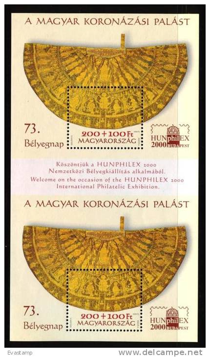 HUNGARY - 2000. S/S PAIR - Hunphilex 2000 Stamp Exhibition / Coronation Robe  MNH!! Mi Bl.257 I. - Ongebruikt