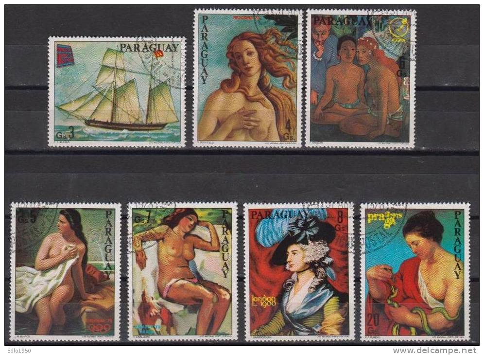 Paraguay 1978 - Art - Painting Mi 3092-98 - 7v -  Used - Desnudos