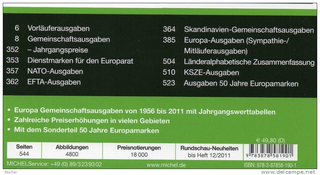 Stamps Katalog MlCHEL CEPT 2012 Neu 50€ Briefmarken Jahrgangs-Tabelle Europa Vorläufer NATO EFTA KSZE Symphatie-Ausgaben - Vatican