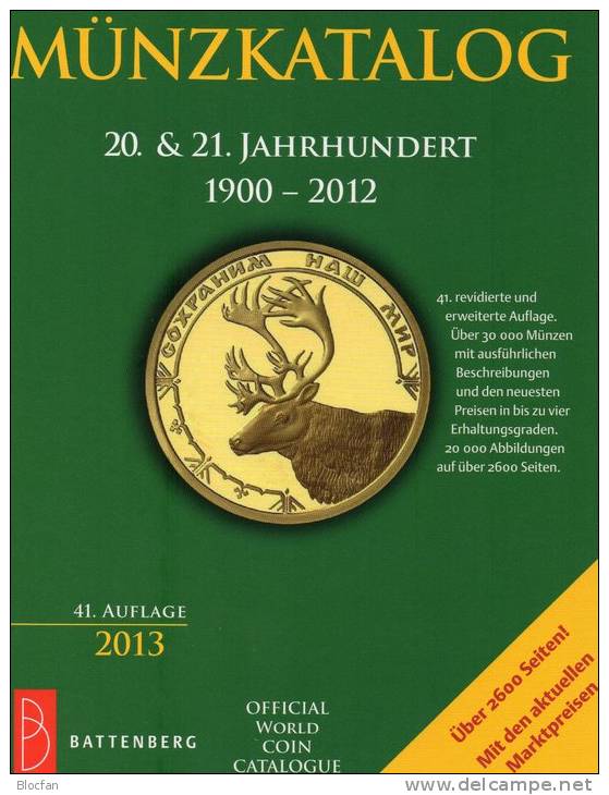 Coins Welt-Münzkatalog 2013 New 50€ Münzen 20./21.Jahrhundert A-Z Battenberg Verlag Europa Amerika Afrika Asien Ozeanien - Books & Catalogs