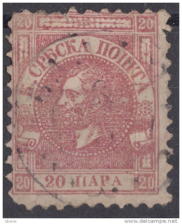 Serbia Principality 1866/68 Mi#5 Y, Thin Paper, Used - Serbien