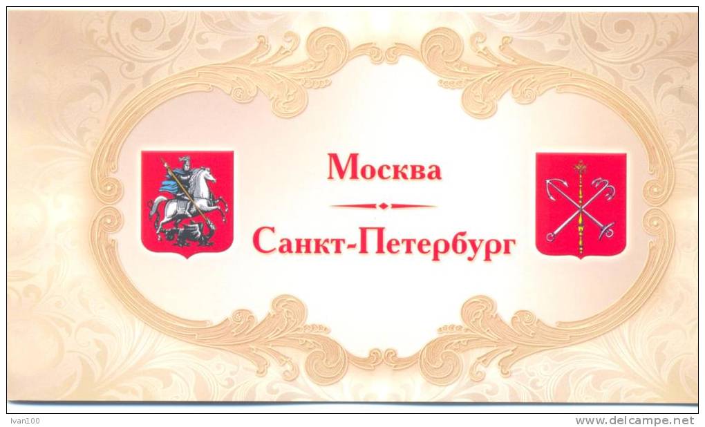 2012. Russia, COA Of Russian Towns, Moscow & St. Petersburg, Prestige-booklet Of 5 Pages, Mint/** - Nuevos