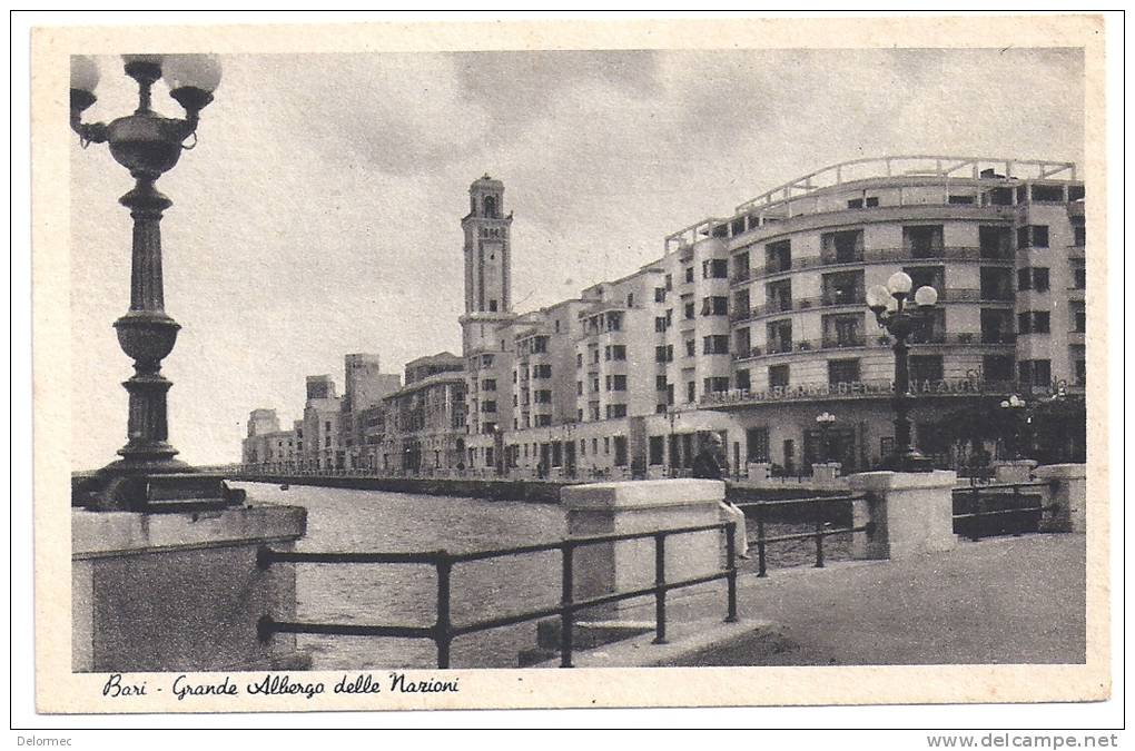 Cartoline Postale Italie Italia Bari Puglia Grande Albergo Delle Narioni Bon état - Bari