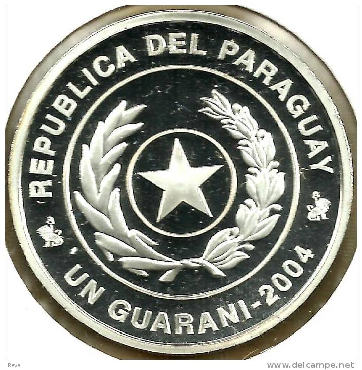 PARAGUAY 1 GUARANI STAR EMBLEM FRONT GERMANY SOCCER SPORT BACK 2004 PROOF AG SILVER KM202 READ DESCRIPTION CAREFULLY!! - Paraguay