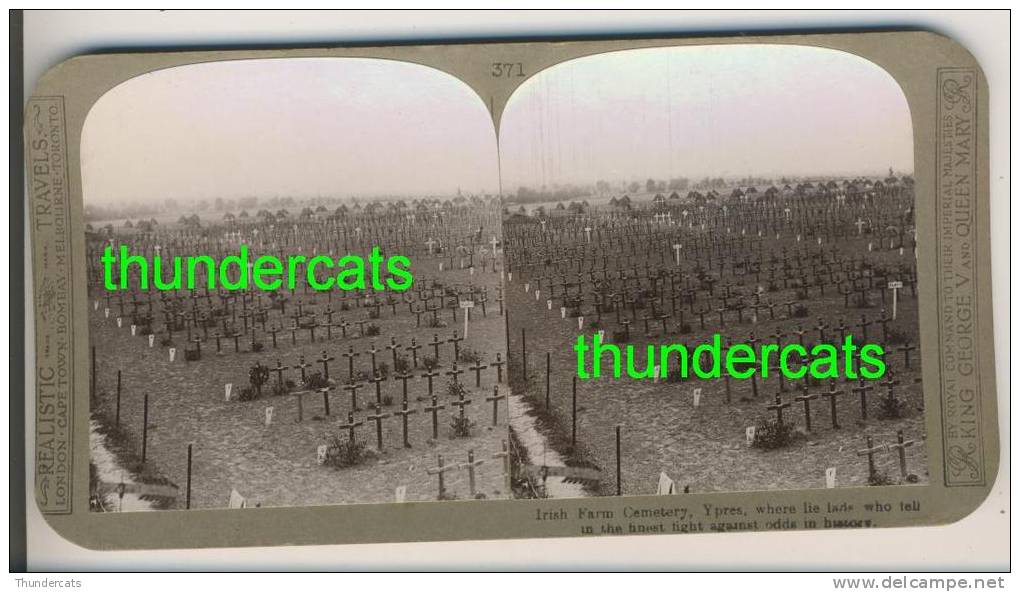 IEPER YPRES " IRISH FARM CEMETERY "  Superbe Stereoscope 1914-18  Voir Scan Tres Rare - Stereo-Photographie