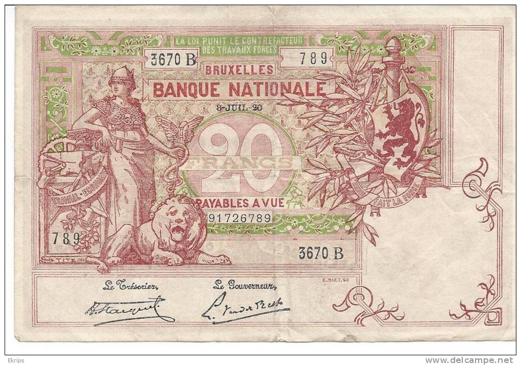 Billet De 20fr, 8-juil-20 - 20 Francs