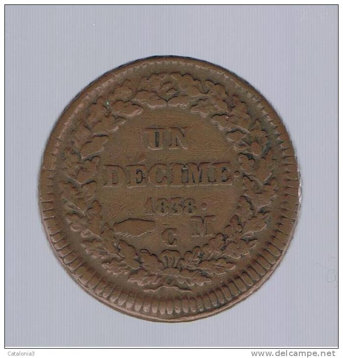 MONACO - 1 Decime  1838  C#2 - 1819-1922 Honoré V, Charles III, Albert I