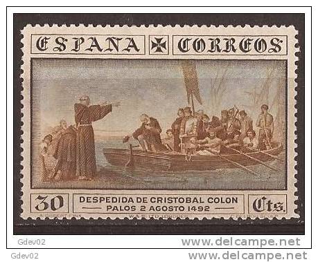 ES540SACF-LA547-TTCCC. Spain Espagne DESCUBRIMIENTO DE AMERICA Colon,barcos.1930 (Ed 540*).leve Charnela MAGNIFICOS - Christoffel Columbus