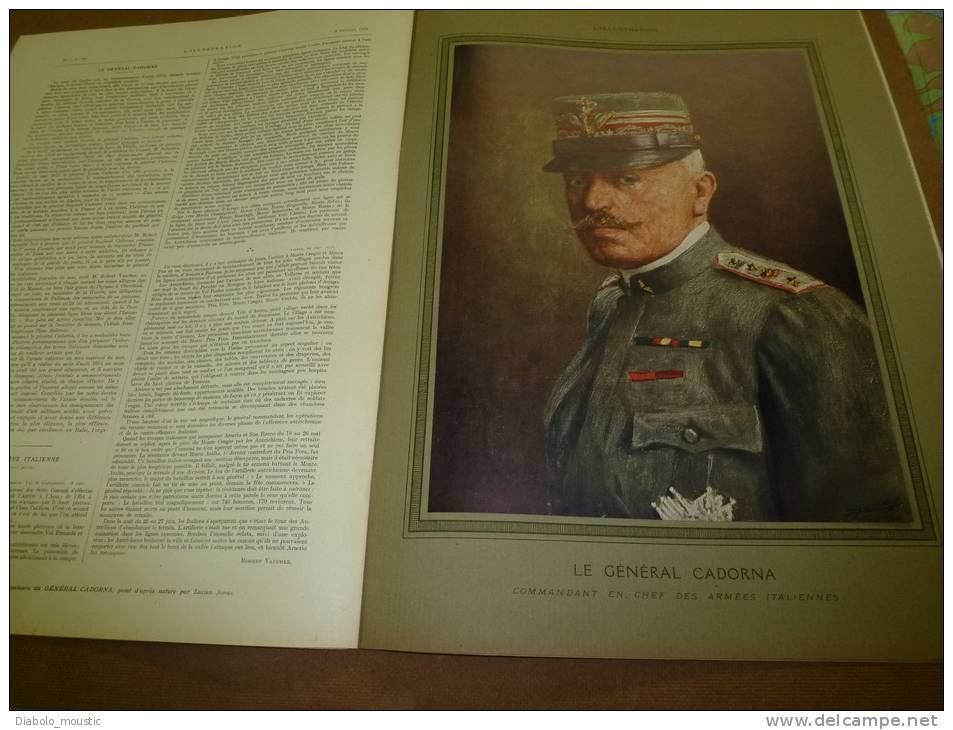 L' ILLUSTRATION  N° 3827  Du  8 Juillet 1916 : Belle Lithographie Couleur  Portrait Du Général  Italien CARDONA - L'Illustration