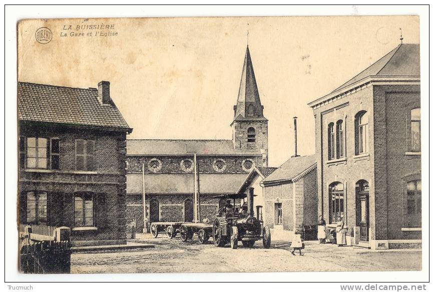 E1556 - La Buissière - La Gare Et L' Eglise  *tracteur* - Lobbes