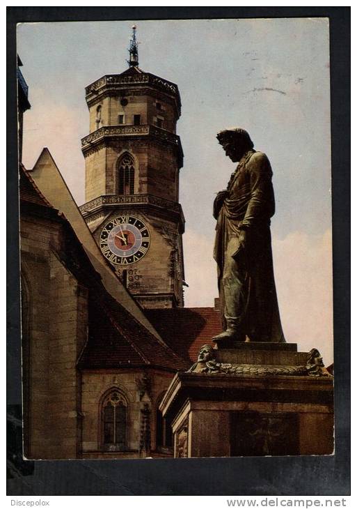 H388 Stuttgar Stifskirche Mit Schillerdenkmal - Flamme: Wrilhelma 1966 - Germany - Stuttgart