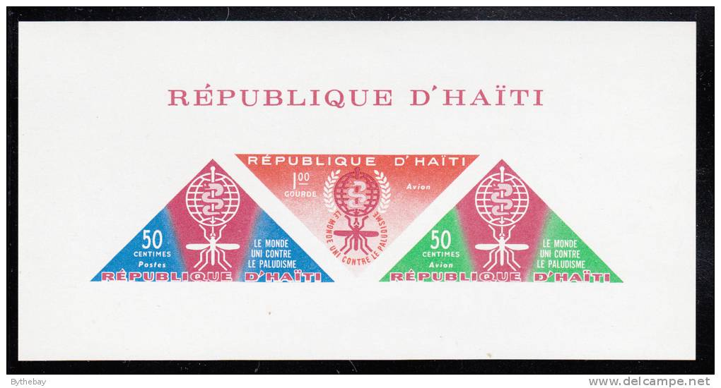 Haiti MNH Scott #C190a Imperf Souvenir Sheet Of 3 Malaria Eradication Without Inscription At Bottom - Maladies