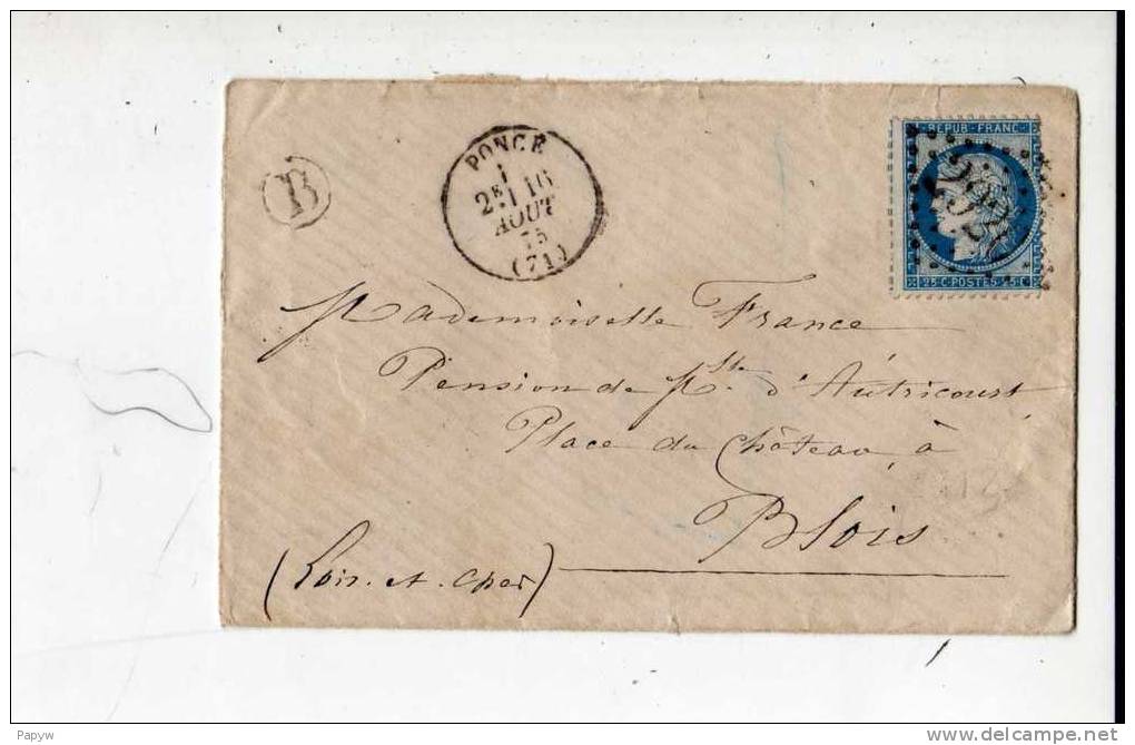 Gc 2920  Petite Enveloppe Ponce Cachet B - 1871-1875 Cérès