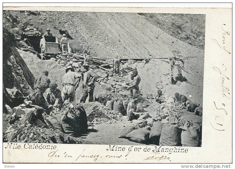 Mine D' Or De Manghine  Timbrée Noumea 1905 Bagnards ? Convicts ? Gold Mine - Nouvelle Calédonie