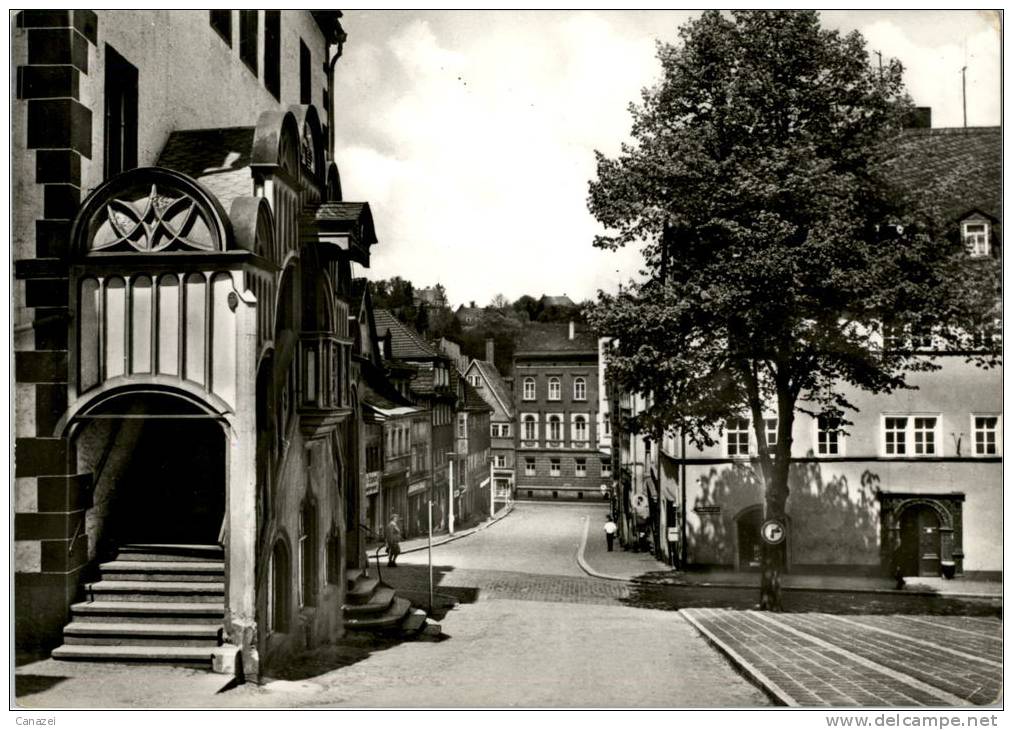 AK Pößneck, Rathaus-Eingang, Ung, 1972 - Poessneck