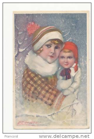 Deux Enfants Dans La Neige. Signée MAuzan - Mauzan, L.A.