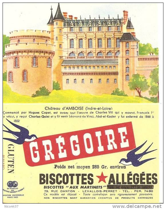Buvard Biscttes Gregoire Chateau  D´amboise - Zwieback