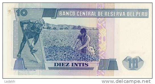 BILLET # PEROU # 1987 # DIEZ INTIS # 10 INTIS # NEUF # RICARDO PALMA - Pérou