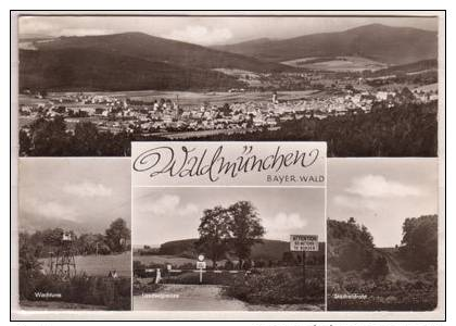 Waldmünchen , Bayer. Wald , Mehrbildkarte , Wachturm - Landesgrenze - Stacheldraht - Cham