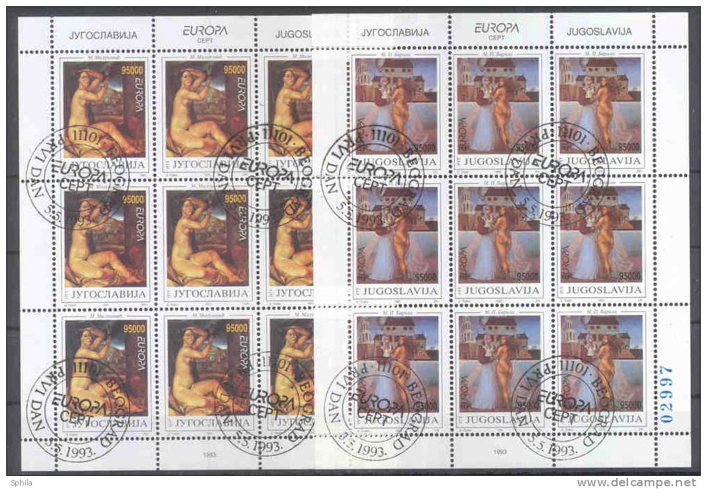 Jugoslawien – Yugoslavia 1993 Europa CEPT Mini Sheets CTO; Michel # 2603-04 - Blocks & Sheetlets