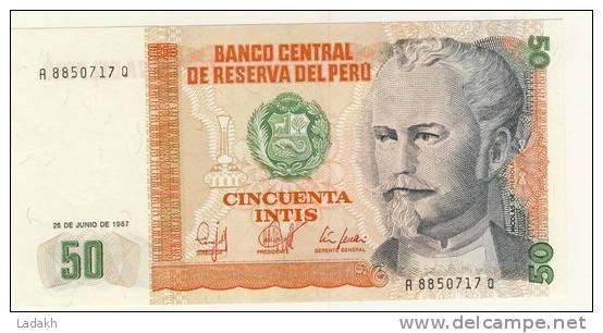 BILLET # PEROU # 1987 # CINCUENTA INTIS  # CINQUANTE INTIS # NEUF #NICOLAS DE PIEROLA - Pérou