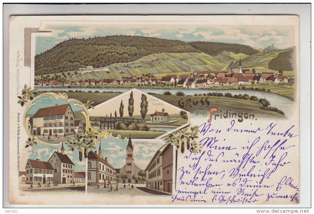 7203 FRIDINGEN, Lithographie 5-teilig, U.a. Gasthaus Z.Sonne - Tuttlingen