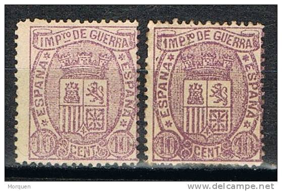 Sellos 10 Cts Impuesto De Guerra 1875, Variedades Color, Num 155 Y 155a ** - Impuestos De Guerra