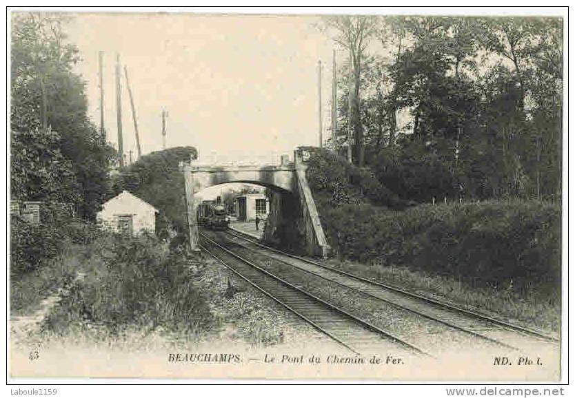 BEAUCHAMPS : " Le Pont Du Chemin De Fer "   -  Passage Du Train - Verso Bois Des Capistes - Beauchamp