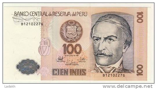 BILLET # PEROU # 1987 #CIEN INTIS  # CENT INTIS # NEUF # RAMON CASTILLA - Pérou