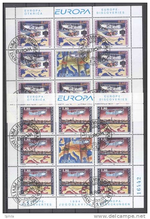 Jugoslawien – Yugoslavia 1994 Europa CEPT Mini Sheets CTO; Michel # 2657-58 - Blocks & Sheetlets
