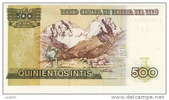 BILLET # PEROU # 1987 # QUINIENTOS INTIS  #  CINQ CENT INTIS # NEUF #JOSE GABRIEL CONDORCANQUI - Pérou