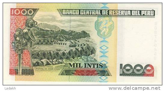 BILLET # PEROU # 1988 # MIL INTIS  # MILLE INTIS # NEUF # MARISCA ANDRES AVELINO CACERES - Peru