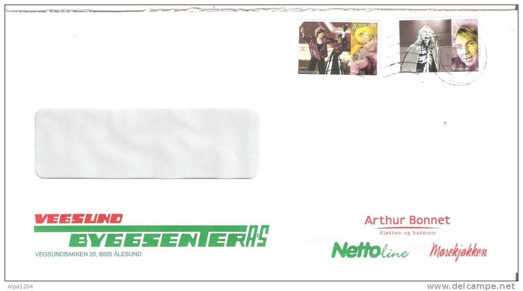 ENVELOPPE AVEC DEUX TIMBRES NORVEGE  "BOBBYSOCKS Et JAHN TEIGEN" OBLITERES - Covers & Documents