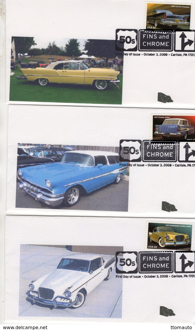 Lot De 6  Enveloppe Premier Jour D'Emission - USA FDC's  - Studebaker-Pontiac-Lincoln-Chrysler-Cadillac - Coches