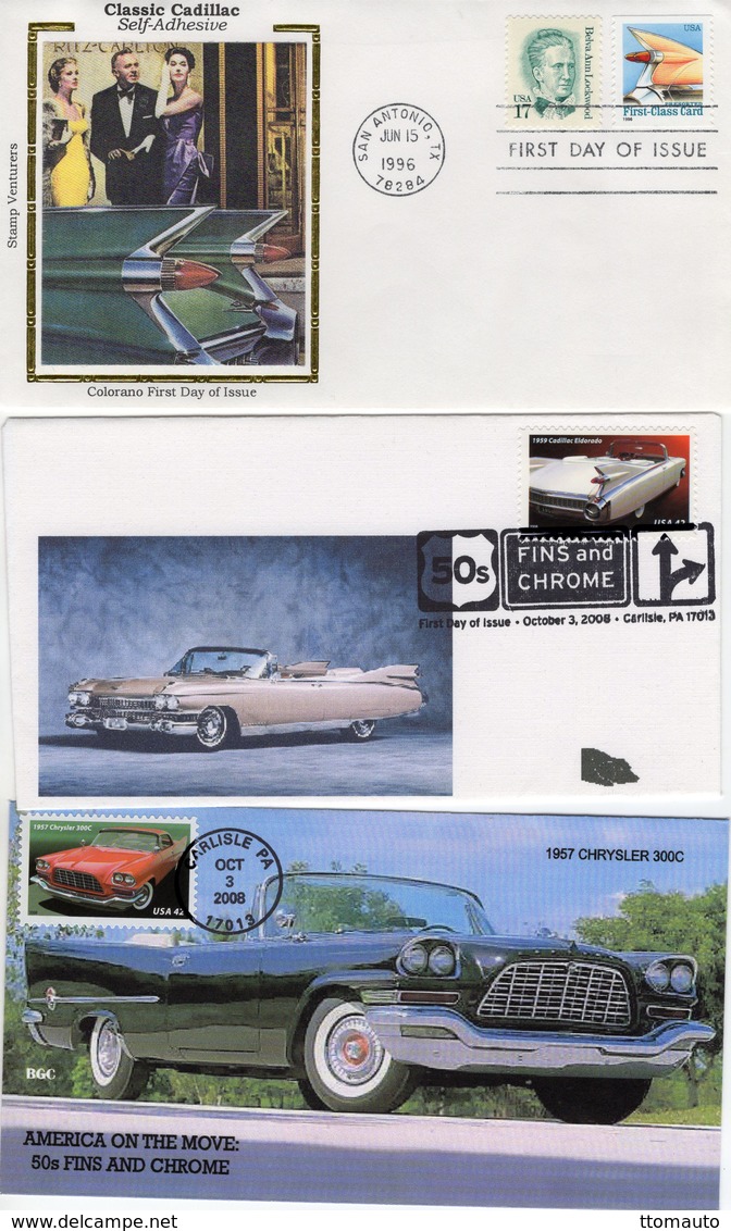 Lot De 6  Enveloppe Premier Jour D'Emission - USA FDC's  - Studebaker-Pontiac-Lincoln-Chrysler-Cadillac - Coches
