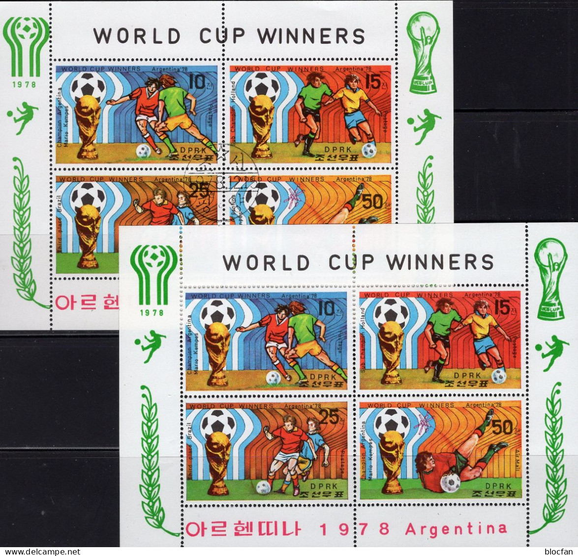 Fußball WM 1978 Korea 1777/0 2x KB **/o 20€ Plätze/Sieger Bloque Sport Blocs Hoja Football M/s Soccer Sheetlets Bf Corea - 1978 – Argentine