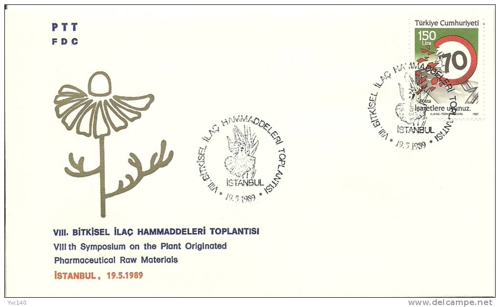 Turkey; Special Postmark 1989 8th Symposium On The Plant Originated Pharmaceutical Raw Materials - Farmacia