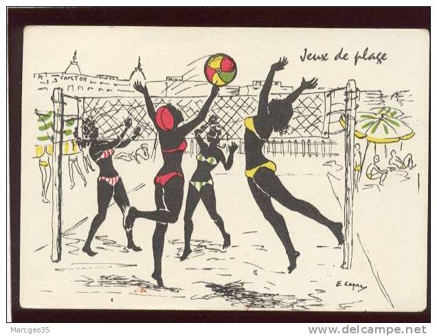 Beach-volley Illustrée Par E.capry , Jeux De Plage - Voleibol