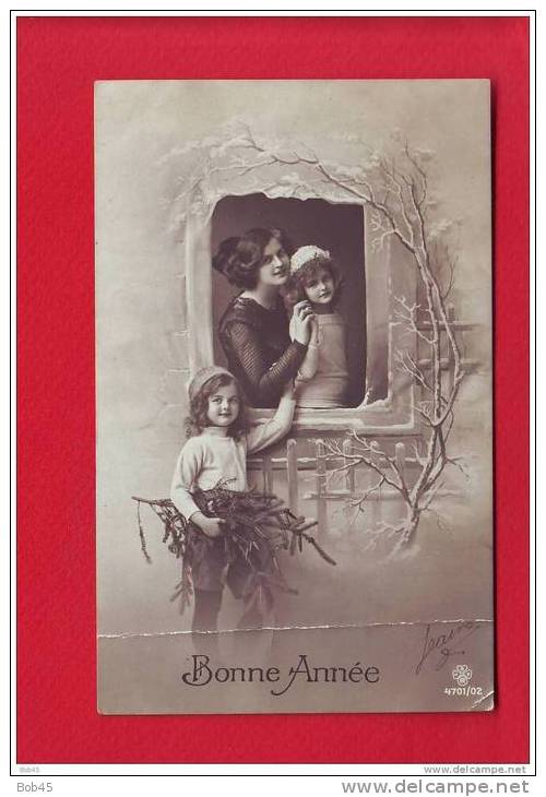 753 - CARTE POSTALE CPA PHOTOGRAPHIE BONNE ANNEE FEMME ENFANT - Neujahr