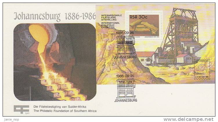 South Africa 1986 Johannesburg Centenary MS - FDC