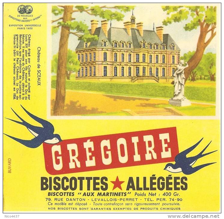 Buvard Biscottes Gregoire Chateau De Sceaux - Biscottes