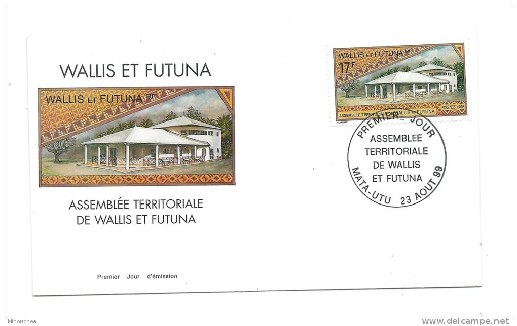 FDC Wallis Et Futuna - Assemblée Territoriale De Wallis Et Futuna - Obl Du 23/08/99 (1er Jour) - FDC