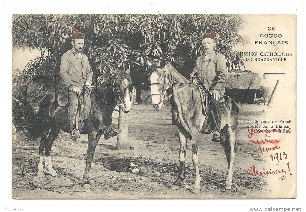 Brazzavilles (Congo) : GP De 2 Cavaliers Sur Les Chevaux Rabah De La Mission Catholique En 1913 (animé). - Brazzaville